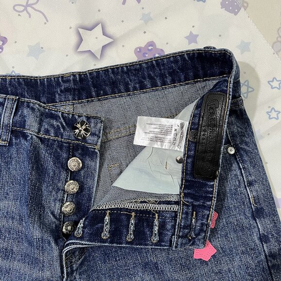 Jeans With Chrome Hearts Cross Patchwork Trim - Picture 8 of 12